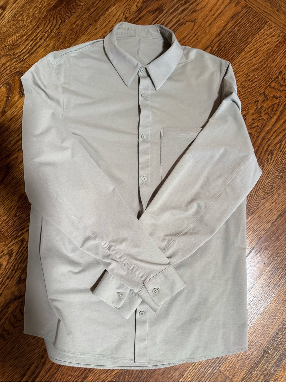 Lululemon Men's Long-Sleeve Button-Up Shirt in Light Beige